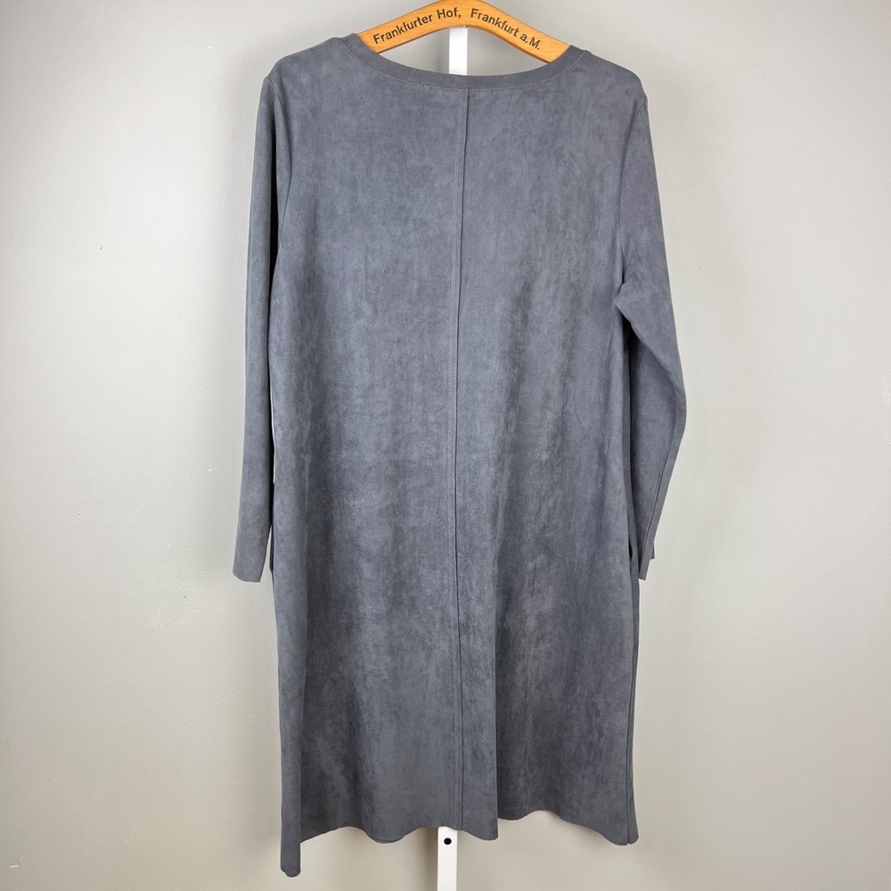Soft Surroundings Petite Gray Shift Dress Womens PL Faux Suede Microfiber - Picture 4 of 5